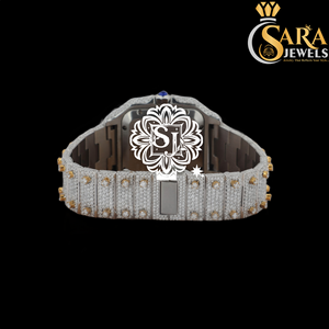 Montre en acier inoxydable avec moissanite noire élégante de qualité supérieure, style diamant, pour les célébrations et le style hip-hop, disponible à la vente - Product Image 2