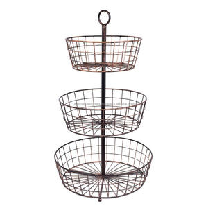 Gold Finish Round Metal <b>Wire</b> <b>Baskets</b> 2 Tier Anti Slip Rust Resistance Decorative Fruits <b>Basket</b> Home Decoration Countertop - Product Image 5