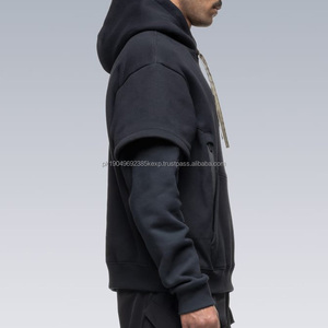 Men's <b>100</b>% Cotton Hooded Sweatshirt Oversize Pullover Custom Print Blank Drop Shoulder Hoodies Heavyweight Hoodie for Mens - Product Image 5