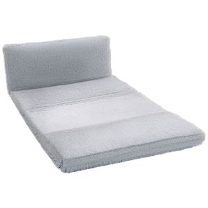 Divano Letto Pieghevole Contemporaneo a Una Piazza Ampia in Peluche Grigio Chiaro - Product Image 1