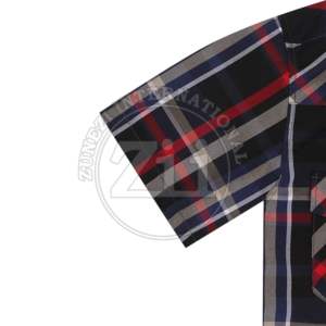 Chemise en flanelle à carreaux boutonnée, manches courtes, épaules tombantes, 100% coton, pour homme, couleur noire, style habillé - Product Image 5