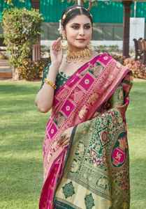 Sari de Seda Banarasi de Diseño de Primera Calidad para Mujer, Ropa Tradicional India Cómoda, Disponible a un Precio Competitivo - Product Image 3