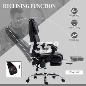 6-Point <b>Vibration</b> <b>Massage</b> Office Chair with Heat PU Leather Adjustable Height Reclining <b>Back</b> Black Chair - Product Image 6