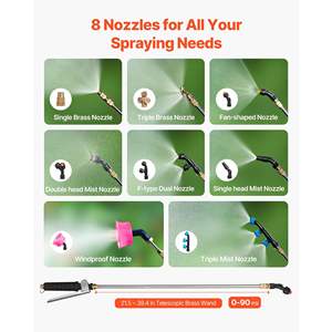Pulvérisateur électrique à dos de 4 gallons, 8 buses, 2 tiges télescopiques, pression réglable de 90 PSI, autonomie de 4 à 6 heures, pulvérisateurs agricoles - Product Image 4