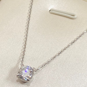 Pendentif en diamant rond brillant cultivé en laboratoire, couleur D E F, clarté VVS VS, or jaune rose blanc massif, bijoux fins - Product Image 6