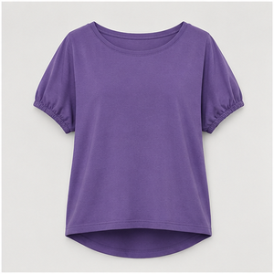 Womens <b>Purple</b> Crew Neck Puff Short Sleeve Relaxed Fit T <b>Shirt</b> WTS-0149 - Product Image 1