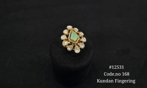 Bague vintage Kundan 12531, ajustable, avec zircon cubique, design floral victorien, taille réglable, bijoux pour femmes pour mariage ou fête - Product Image 3