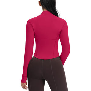 Veste de yoga performante pour femmes, fermeture éclair intégrale, col montant, trous pour les pouces, évacuation de l'humidité, nylon et élasthanne, extensible dans quatre directions - Product Image 4