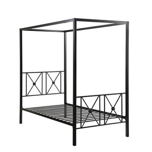 Modern Traditional Twin Platform <b>Bed</b> <b>Canopy</b> 1pc Black Finish Metal <b>Frame</b> - Product Image 3
