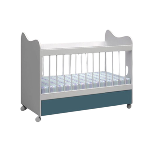 Berceau en bois gris et vert sarcelle avec panneaux courbés - Product Image 1