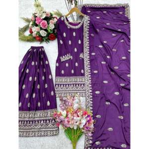 Conjunto de ropa de fiesta de diseñador para mujer con hermoso Top Dupatta y Sarara - Product Image 1