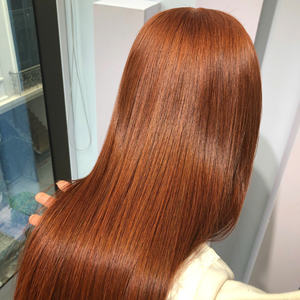 Whole Sale Vietnamese Raw Orange Long Bone Straight <b>Silky</b> Human Hair Extensions Wig - Product Image 2