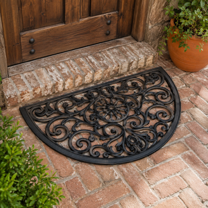 High Quality Modern Wrought Iron Design <b>Rubber</b> Door Mats 40x60cm Floral Pattern Tufted Non-Slip Backing Washable <b>Flooring</b> Home - Product Image 5