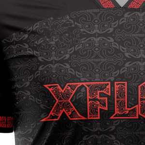 Ensemble de maillot de football pour homme XFLOW, noir et rouge, col en V, polyester sublimé, respirant, manches courtes, uniforme adulte, toutes saisons - Product Image 6