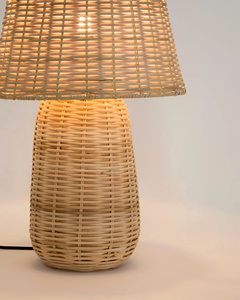 Minimalist Woven Mushroom <b>Lamp</b> Handcrafted Rattan <b>Table</b> <b>Lamp</b> With Rounded Shade From Vietnam Manufacturer - Product Image 3