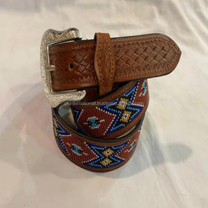 Cinturón de cuero de vaca occidental con cuentas, hecho a medida, calidad prémium, hecho a mano, diseño Floral, fabricante - Product Image 2