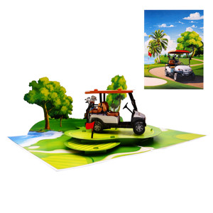Nouvelle carte de vœux 3D pop-up pour la fête des pères, chariot de golf, création artisanale, écologique, recyclable, sculpture en papier - Product Image 6