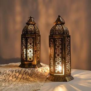Kraft World Factory Wholesale Handmade Eco-Friendly Portable Small Gold <b>Lantern</b> Ramadhan Gift Moroccan Glass <b>Tealight</b> Holder - Product Image 3