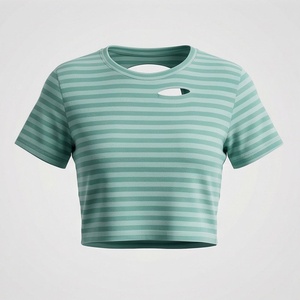 Camiseta de Mujer Personalizada, Microelástica, Transpirable, con Estampado de Corazón de Leopardo, de Algodón, Estilo Casual - Product Image 1