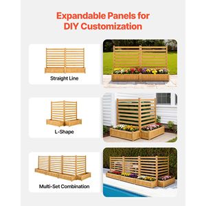 Pantalla de privacidad de madera maciza para exteriores con 2 maceteros, 36 x 45 pulgadas, valla para aire acondicionado, 2 paneles de listones, valla de privacidad de madera para almacenamiento - Product Image 3
