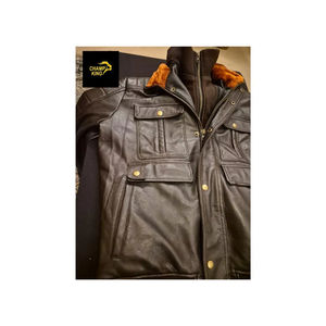 Veste en cuir matelassée écologique personnalisée de haute qualité pour l'hiver, doublure en polyester, plusieurs couches, boutons, fermeture éclair - Product Image 1