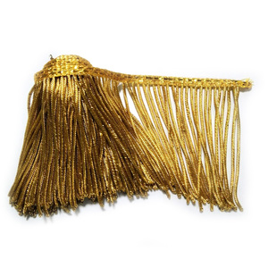 Adornos OEM de Venta Directa de Fábrica: Flecos de Borlas Metálicas Doradas Ecológicos con Hilo de Bullion para Prendas - Product Image 1