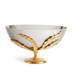 Bol décoratif jetable en acier inoxydable, forme ronde, motif feuille, finition brillante, prix de gros - Product Image 2