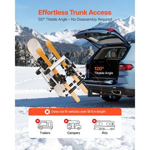 Portasci e Portasnowboard da Montare sul Gancio Traino, Compatibile con Ricevitore da 2 Pollici, Capacità di Trasporto fino a 6 Paia di Sci e 4 Snowboard - Product Image 4