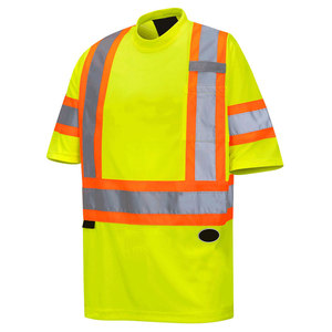 เสื้อทำงาน Hi viz มีกระเป๋าเสื้อยืดสำหรับผู้ชายเพื่อความปลอดภัยเสื้อยืดสะท้อนแสงคุณภาพสูง - Product Image 1