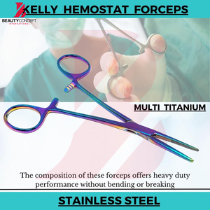 Instrumento Quirúrgico Reutilizable y Duradero, Pinzas Kelly Multicolores con Mordazas Semiserradas de Acero Inoxidable para Uso Multipropósito - Product Image 6