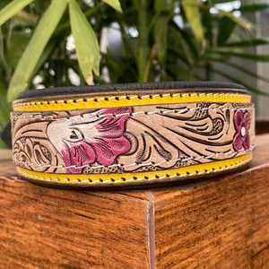 Best Selling Pet Supplies Products 2024 <b>Padded</b> Genuine Leather Dog Collars Handmade Luxury Tooled Leather Adjustable Pet Collars - Product Image 2
