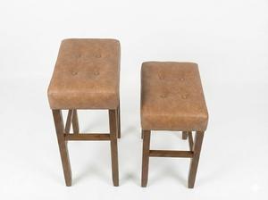 Ensemble de 2 tabourets de bar et de comptoir en cuir PU, ensemble de tabourets capitonnés en cuir PU, ensemble de tabourets rembourrés en PU avec structure en bois massif, hauteur bar et comptoir - Product Image 2