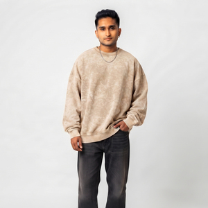 Sweat-shirt oversize pour homme, col rond, manches régulières, en molleton 100% coton, style baggy, effet délavé, pour l'hiver - Product Image 6