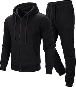 Ensemble de survêtement pour homme en polaire technique à fermeture éclair intégrale, personnalisé avec logo, respirant, séchage rapide, léger, avec sweat à capuche et imprimé tendance - Product Image 1