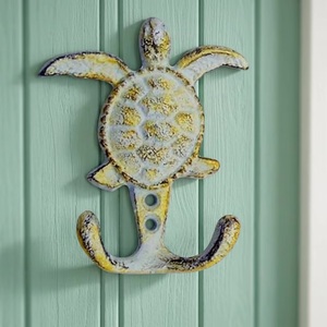 Crochet mural vintage en métal motif tortue marine, résistant à la rouille, crochet simple décoratif pour manteaux et chapeaux - Product Image 1