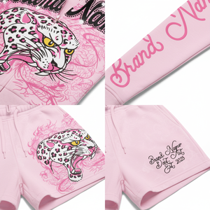 Oferta de Primavera 2026: Conjunto Deportivo Personalizado de Felpa 100% Algodón para Mujer, Sudadera con Estampado Animal y Pantalones Cortos - Product Image 4