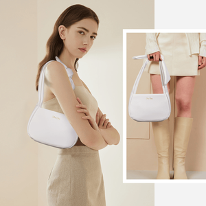 Bolso de Mano Pequeño de Cuero Vegano para Mujer con Cierre, Bolsos de Hombro Blancos para Mujer - Product Image 5