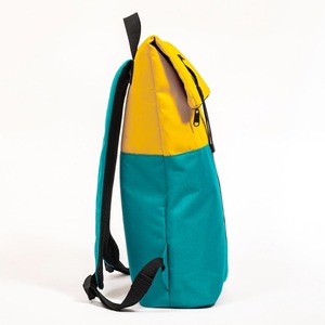 Yellow and blue color matching design <b>backpack</b> simple roll top <b>backpack</b> <b>large</b> capacity sports <b>backpack</b> daily bag - Product Image 3