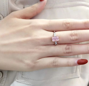 Bague de fiançailles en moissanite rose taille coussin, bague en argent élégante pour femme, bijou étincelant, bague de mariée de luxe pour anniversaire de mariage - Product Image 1