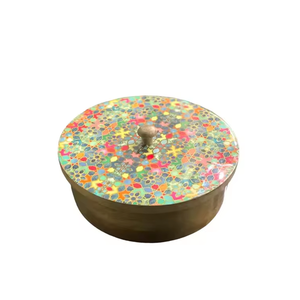 Wooden Roti <b>Box</b> <b>With</b> <b>Decorative</b> Floral <b>Lid</b> Designer Chapati Storage Container For Kitchen Dining And Serving use - Product Image 1