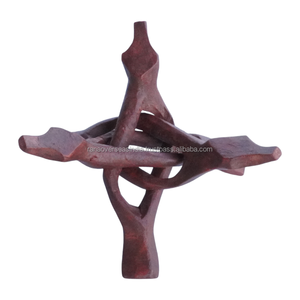 แท่นวางไม้แกะสลักแบบสามขา พับได้ สีน้ำตาลแดง ประดับเปลือกหอยเป๋าฮื้อ คริสตัล ลูกบอล ภาชนะใส่กุญแจ ภาชนะใส่ธูป สำหรับฤดูหนาวและฤดูใบไม้ร่วง - Product Image 6