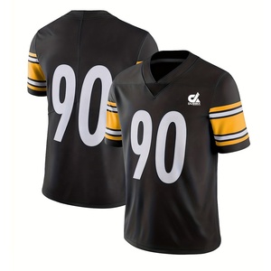 Maillot de football américain personnalisé DUBBIX, col en V, manches courtes, blanc et turquoise, impression de numéro pour adultes - Product Image 1