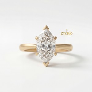 Anillo de Compromiso de Diamante Marquise Cultivado en Laboratorio de Primera Calidad, Claridad VS, Moderno, 1.5 Quilates, Oro Sólido, Regalo para Mujer, Boda, Fiesta - Product Image 2