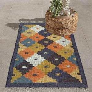 เสื่อขนสัตว์และปอกระเจาพรมคลาสสิกสไตล์วินเทจ-ชุดพรมและพื้นที่ที่สวยงาม - Product Image 1