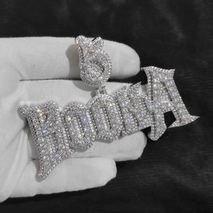 Collar con colgante BOOMA de moissanita para hombre, estilo hip hop, con diseño de letras llamativas y micro pavé, ideal como regalo para fiestas. - Product Image 1