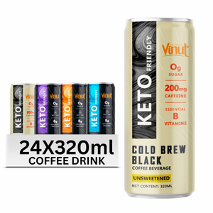 กาแฟคีโตคุณภาพพรีเมียม 8 บริกซ์ บรรจุกระป๋องอะลูมิเนียม 320 มล. ไม่มีน้ำตาลเพิ่ม VINUT ขายส่ง รับผลิตแบบ OEM/ODM แบรนด์ส่วนตัว - Product Image 1