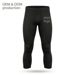 Pickleball Capri Leggings Men Elastic Waist Breathable Quick Dry Woven Spandex Polyester Seamless Custom Logo Compression - Product Image 4