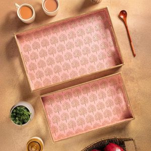 VEDELA NATURALS Modern Floral Wooden MDF Multi-functional Glossy Kitchen Desk Serving Plate Beverage Storage <b>Portable</b> <b>Table</b> - Product Image 2