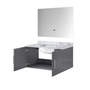 Grigio scuro 36 pollici. Mobile da bagno con lavabo da 22 pollici Piano in marmo di Carrara e 36 pollici. Specchi LED per Vanità da Bagno - Product Image 5