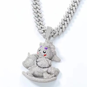 Iced Cartoon Animal Character Brilliant Cut Pendant Moissanite <b>Charm</b> Micro Pave Sterling <b>Silver</b> Hip Hop Jewelry Customizable - Product Image 1
